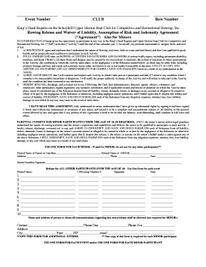 Fillable Online Event Number CLUB Bow Number Rowing Release and Waiver ...