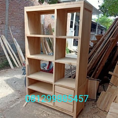 Jual Rak Buku Jati Lemari Bufet Cabinet Laci Model Minimalis Mentahan ...