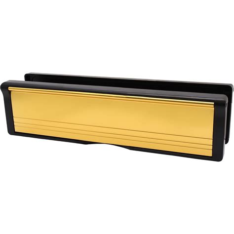 Intumescent Letterplate Draught Proof 250mm Black Frame Brass Flap ...