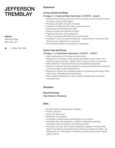 Sales Associates Resume Samples | Velvet Jobs