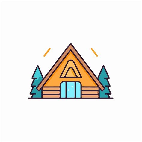 Uma ilustração simples de uma cabana de madeira com telhado triangular ...