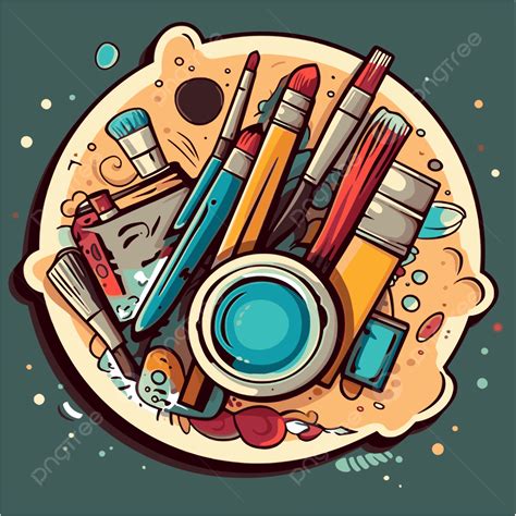 Creative Collection Of Art Supplies In A Circle Clipart Vector, Art ...