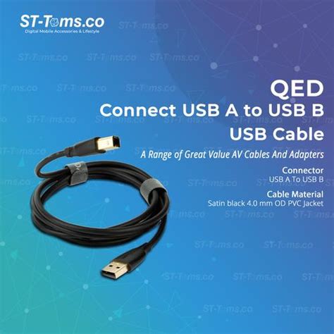 Jual QED Connect USB A to B Cable USB A Male to USB B Male - 0.75m ...