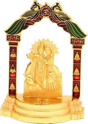 Rockshok Metal Radha Krishna Idols Darbar for Home Temple Puja (w x h ...