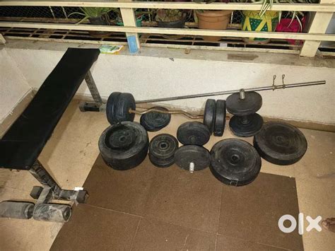 Complete Home Gym Setup - 80kg Weights, Bench, Rods & More - Gym ...