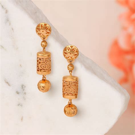 Eclectic Floral Gold Drop Earrings