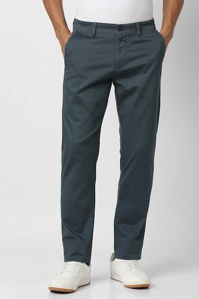 Buy Men Blue Textured Slim Fit Casual Trousers Online - 39952588 ...