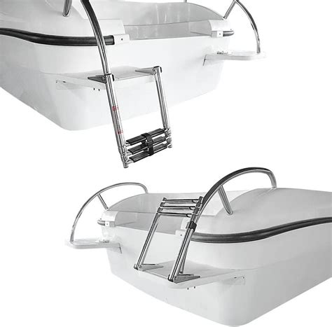 Buy SIGALECT 3 Step Boat Ladder Folding, Stainless Steel Telescoping ...