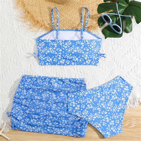 Girls Swimsuits Girls' 3 Piece Swimsuit with Cover Ups Skirt Girl ...