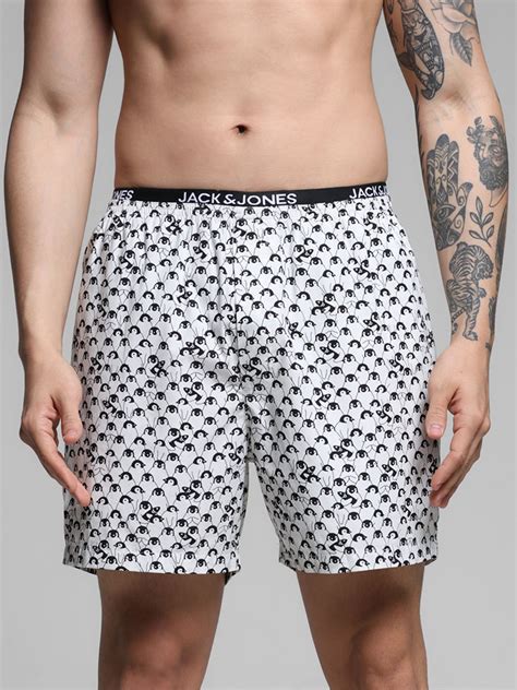 White Penguin Print Cotton Boxers