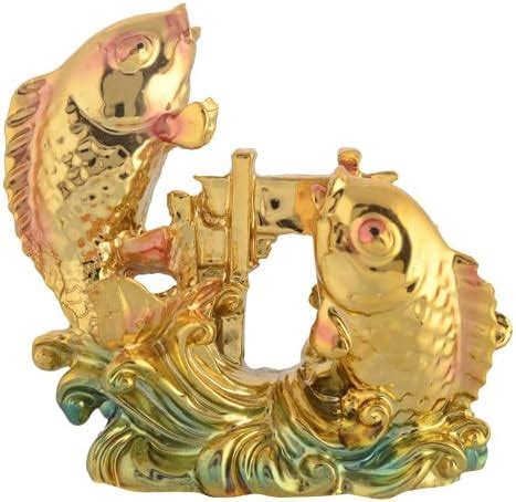 Buy GJ Polyresin Feng Shui Arowana Fish Showpiece, Standard, Golden, 1 ...