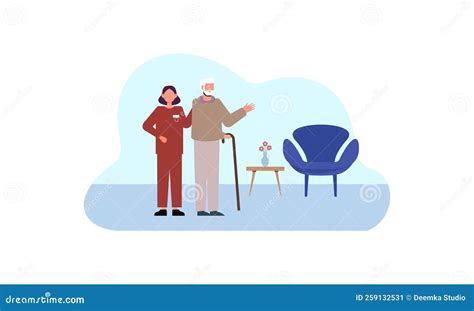 Home Care Services for Elderly Disabled Illustration Stock Illustration - Illustration of ...