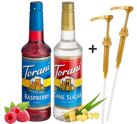 Torani Cane Sugar Sweetener Syrup + Torani Sugar-Free Raspberry Syrup ...
