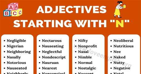 Adjectives that Start with N: 100 English Adjectives Starting with the ...