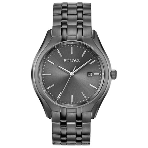 Bulova Men's Gray Ion-Plated Stainless Steel Gray Dial Bracelet Watch ...