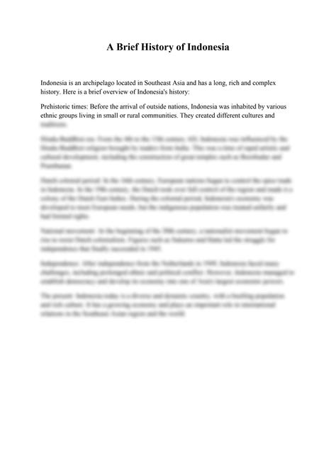 SOLUTION: A brief history of indonesia - Studypool