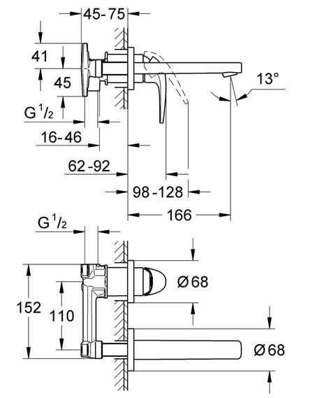 GROHE BauCurve Two-hole basin mixer | GROHE