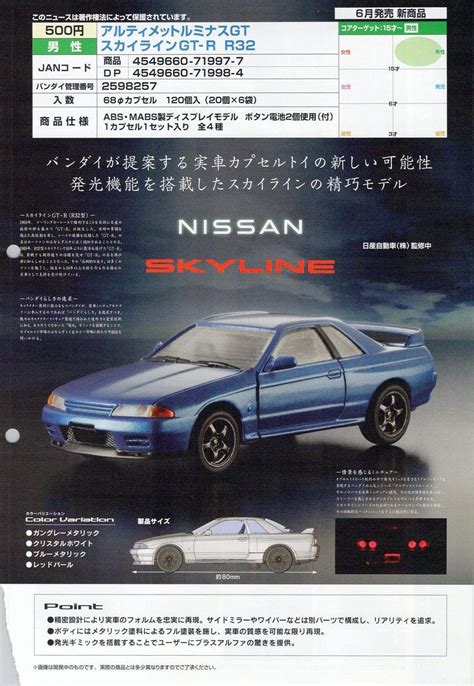 Bandai Capsule Gashapon 1:64 Scale Nissan Skyline GT-R R32 with ...