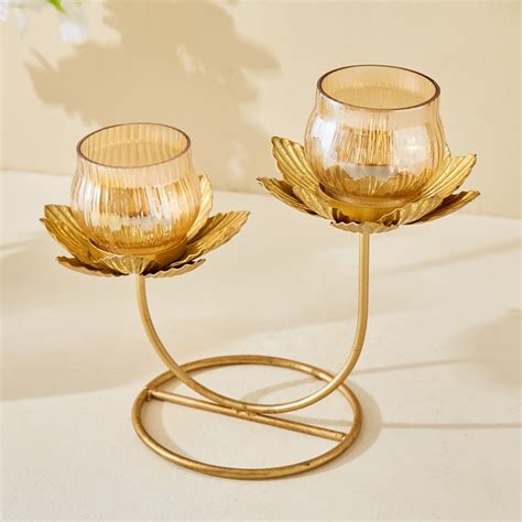Buy Rylee Raya Glass and Metal Fluted Multi Votive Candle Holder from ...