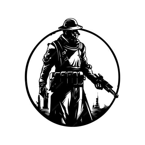 Premium Vector | Heroic military science fiction vintage logo line art ...