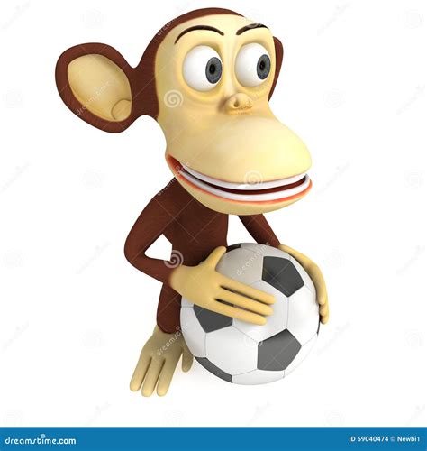 3d Cute Monkey With Soccer Ball Stock Photo | CartoonDealer.com #59040474