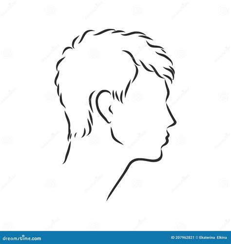 Outline Side Profile of a Human Male Head. Male Profile Vector Sketch ...