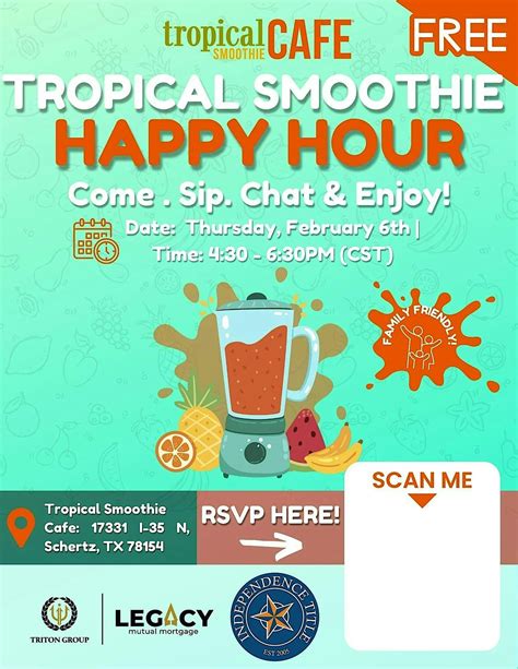 February Tropical Smoothie Happy Hour!, Tropical Smoothie Cafe, Schertz ...