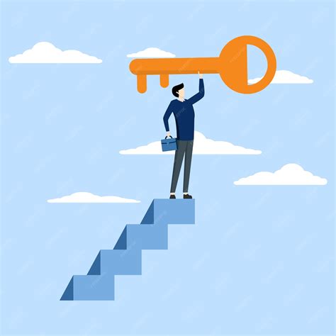 Premium Vector | Keys to business success concept winning businessman ...