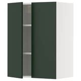 METOD wall cabinet with shelves/2 doors, white/Havstorp deep green ...
