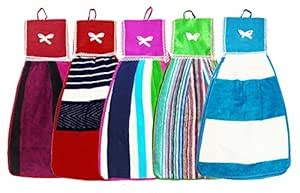 Heart Home Hanging Cotton 5 Pieces Cotton Washbasin Napkin/Hand Towel ...