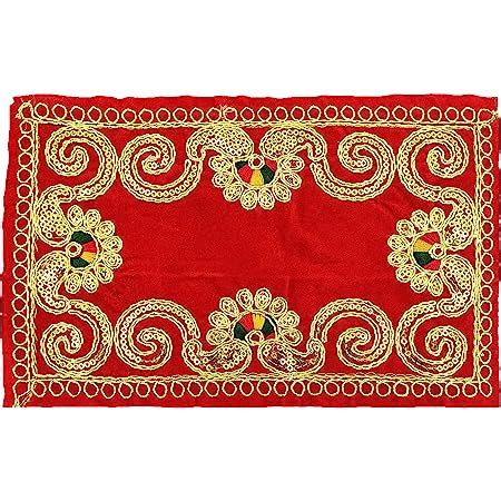 Buy Bhakti Lehar Embroidered Red Velvet Cloth for Pooja and God Idol ...