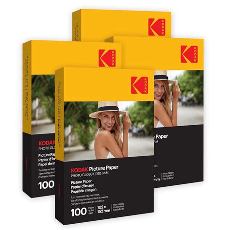 KODAK 190 GSM 4R (4x6inch) 400 Sheets High Glossy Cast Coated Water ...