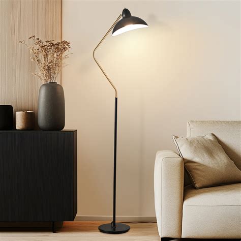 Brightech Swoop 69 in. Modern LED Adjustable Floor Lamp with Black ...