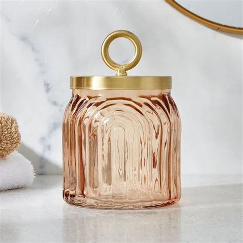 Buy Nova Dastkari Asra Glass Cotton Jar with Metal Lid from Home Centre ...