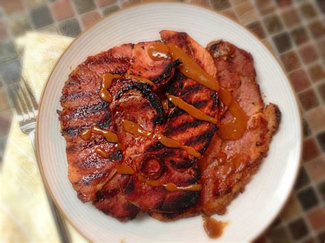 Grilled Ham Steaks With Mustard Glaze - Quick and Easy! - Grill Girl