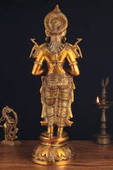 Brass Large Welcome Namaste Lady Statue – 30.5 Inch – Budhshiv.com