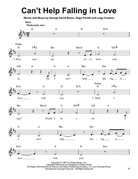 Can't Help Falling In Love | Sheet Music Direct