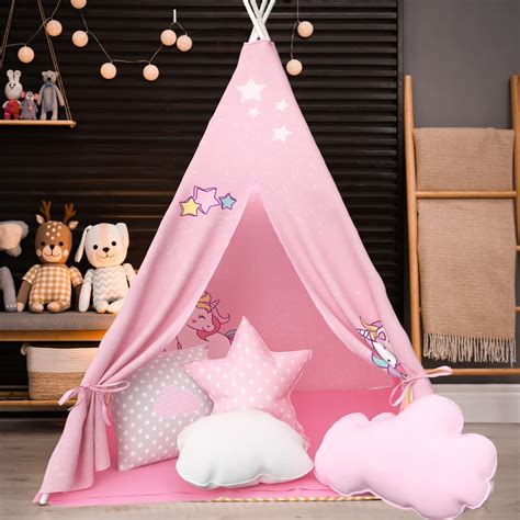 Amazon.com: Lemosae 2 Pack Kids Teepee Tent Bulk with Light String, Inflatable Airbed, Bedding ...