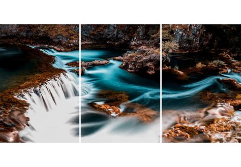 SAF paintings Set of 3 Beautiful Waterfall nature UV Textured wall ...