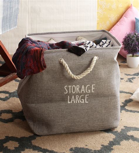 Buy 12 Ltr Grey Canvas Laundry Basket at 65% OFF by Cortina | Pepperfry