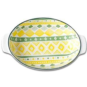 Buy Nestasia Yellow and Green Oval Mandala Ceramic Casserole Dish With ...