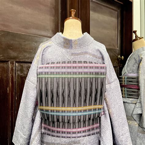 vertically and horizontally＊縞 黒 ブラック シルバー 洒落袋帯 A848 | kimono tento