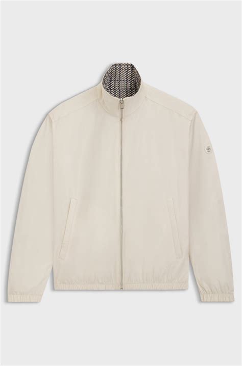 BOSS - Water-repellent reversible jacket with check pattern - Natural