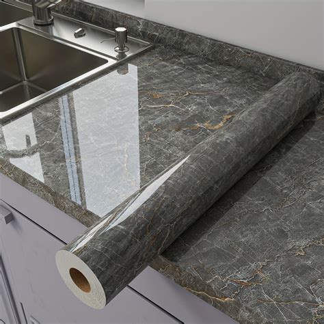 Marble Peel & Stick Wallpaper - Heat/Oil Resistant Vinyl Contact Paper ...