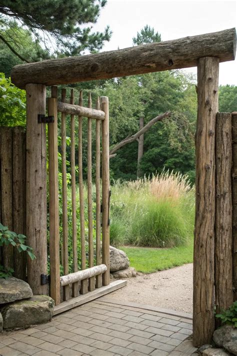 13+ Inspiring Log Gate Entrance Ideas for Your Home | Wooden garden ...