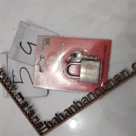 Jual Gembok putih leher pendek 30 mm besi kunci pintu pengaman pager ...