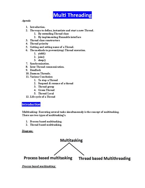 Multi threading in java: concepts, methods, and best practices - Studocu