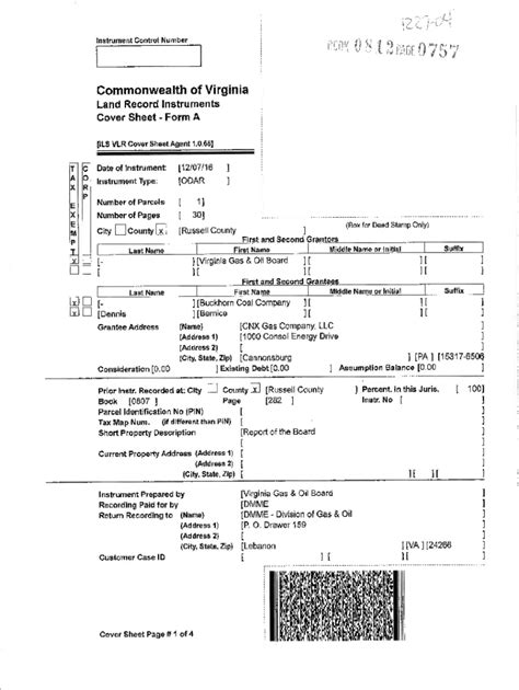 Fillable Online Land Record Instruments Cover Sheet Form I2I C J. JR ...