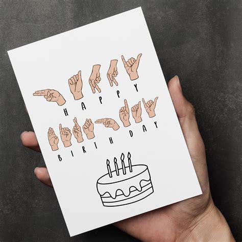 Sign Language Greetings Card for Birthday, Learn ASL, Sign Language ...