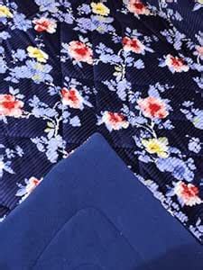 Buy Floral Print Double Bed Quilt, Navy Blue Sherpa Rajai with ...
